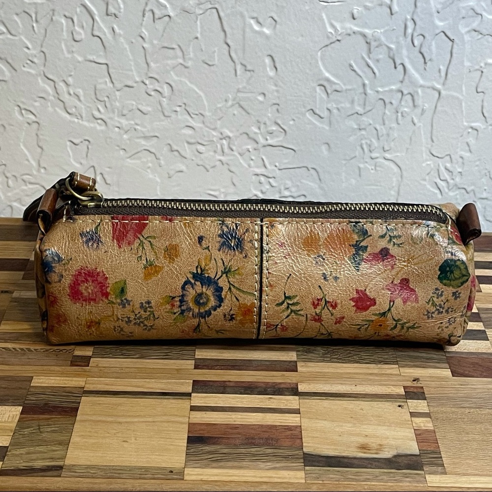 Patricia Nash Genuine Leather Prairie Rose Zip Pouch/Makeup Bag/Mini Bag